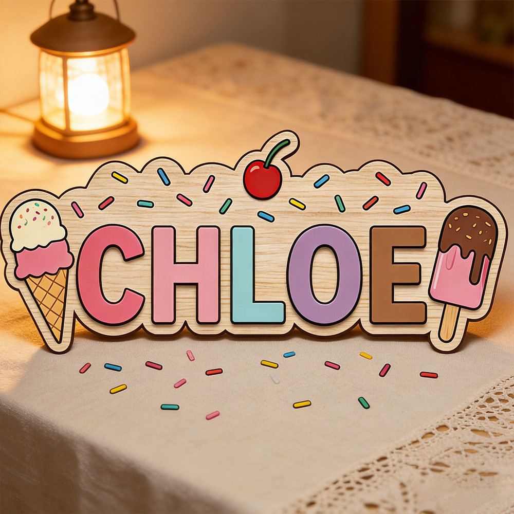 Baby Name Wall Art - 아이스크림 콘 아이스바 테마 맞춤 이름