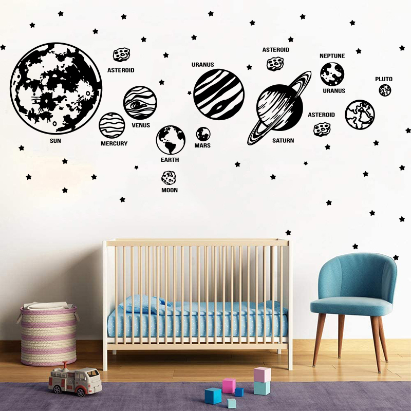 Baby Nursery Set Furniture - 대형 행성 태양계 별 천문학 벽