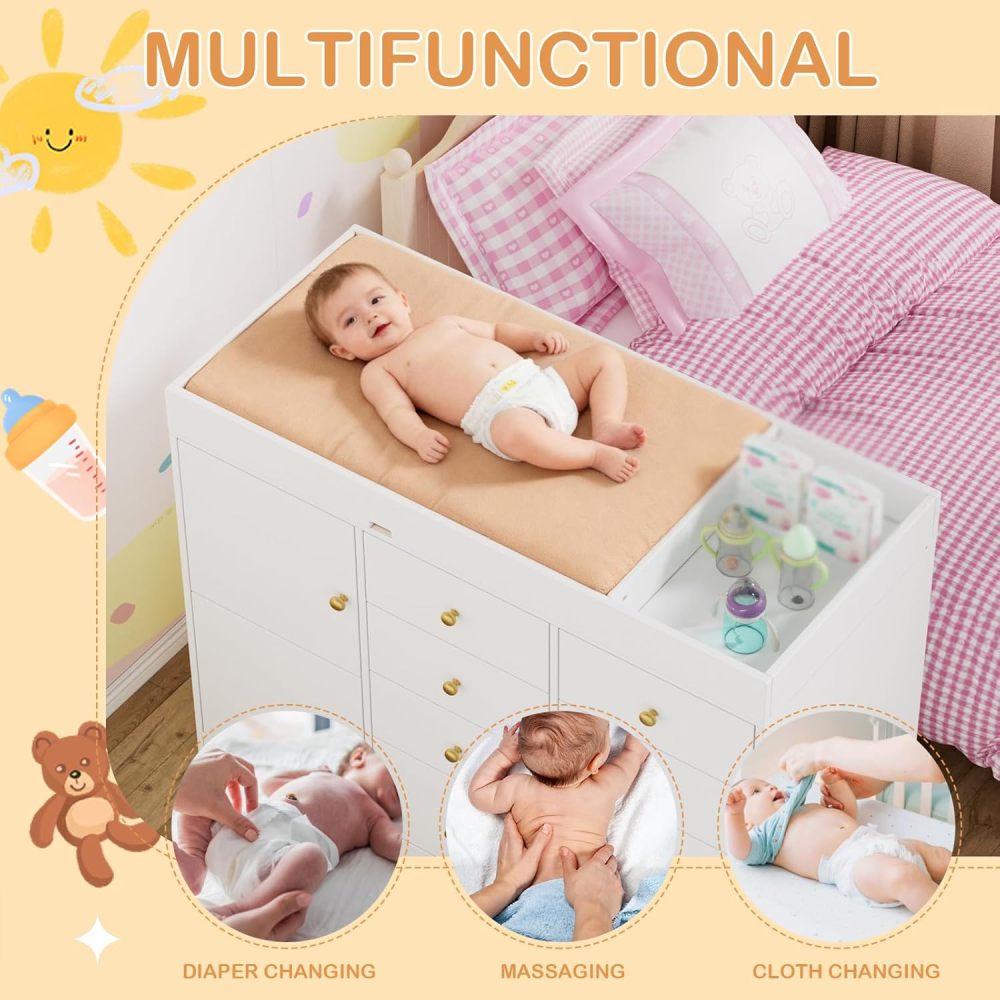 베이비 클래식 8단 서랍장과 2개의 캐비닛이 있는 유아 - Baby Nursery Dresser Changing Table 리뷰 및 가격