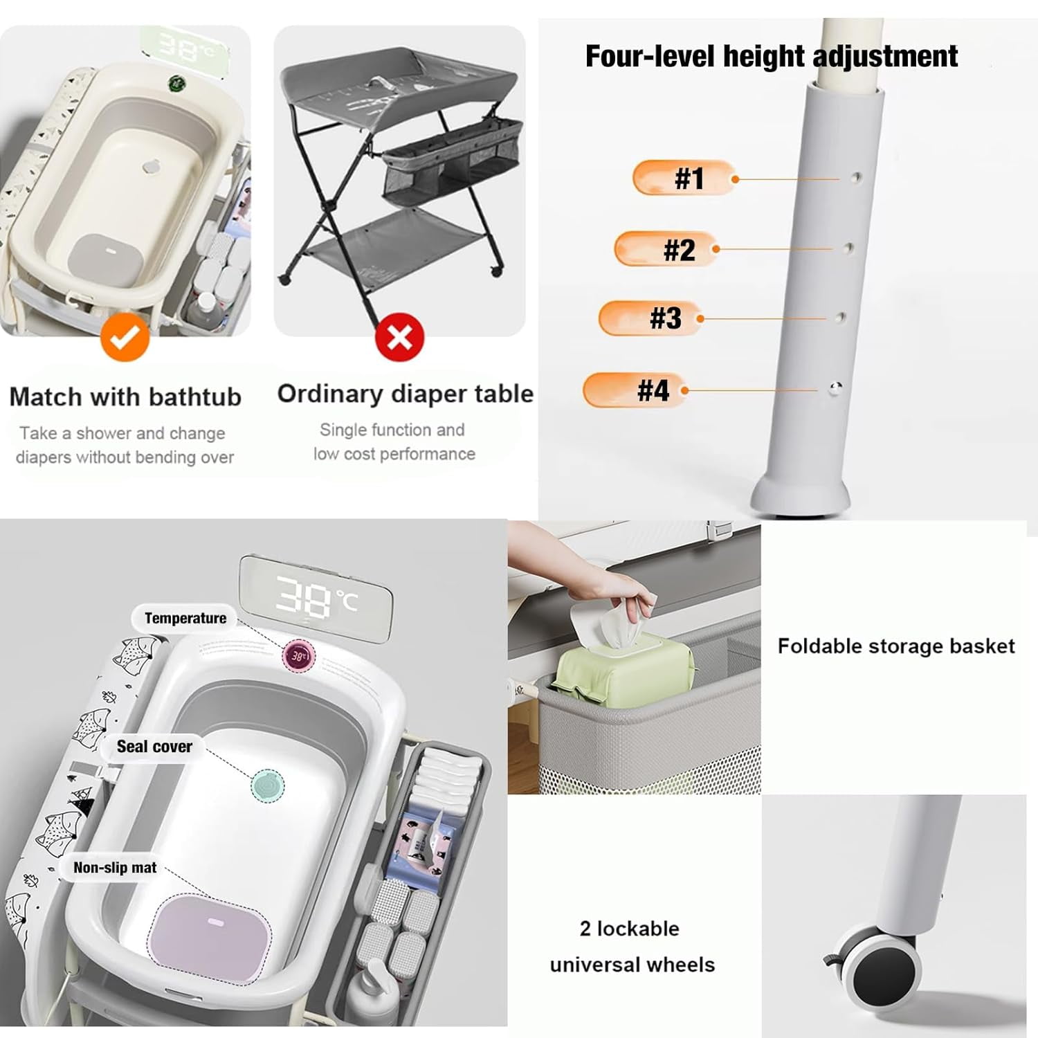 2 in 1 아기 기저귀 교환대 겸 욕조, 접이식 기저 - Baby Nursery Dresser Changing Table 리뷰 및 가격