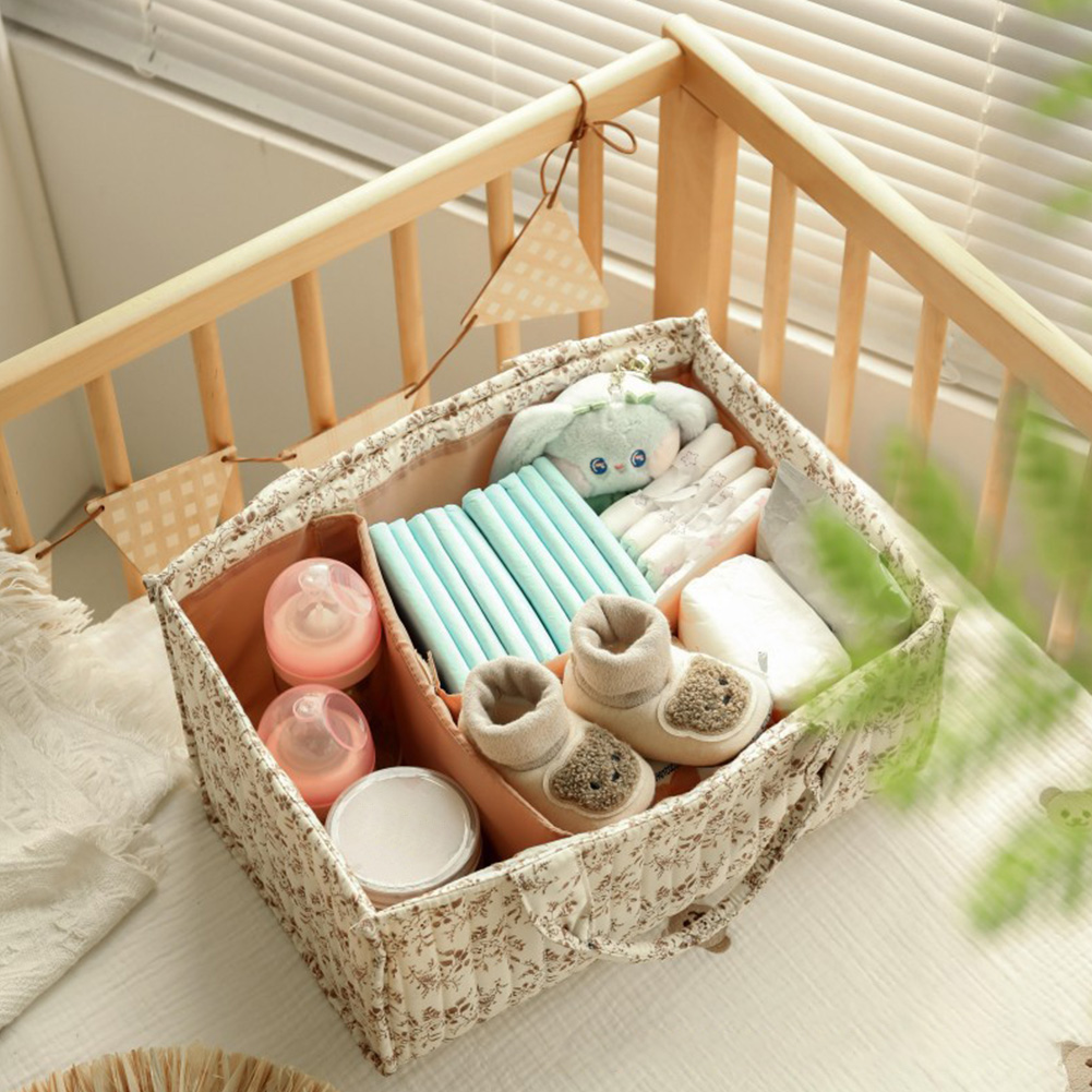 꽃무늬 보육용품 수납 바구니, 분리형 칸막이가 있는 기 - Baby Nursery Basket 리뷰 및 가격