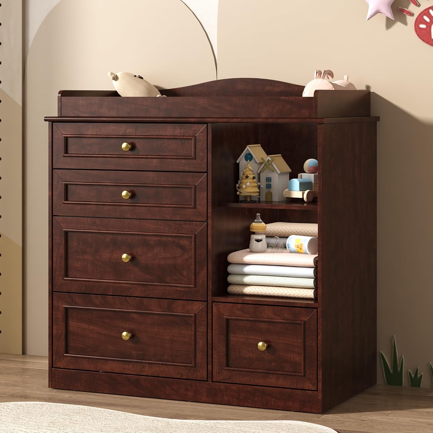 기저귀 교환대 겸용 서랍장, 아기방용, 브라운, 맞춤  - Baby Nursery Dresser Changing Table 리뷰 및 가격