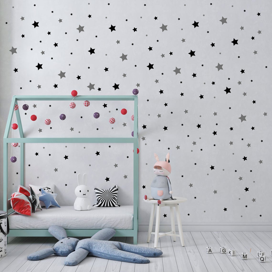 만화 별 벽 스티커 아기 보육원 어린이, 북유럽 기하학 - Baby Nursery Set Furniture 리뷰 및 가격
