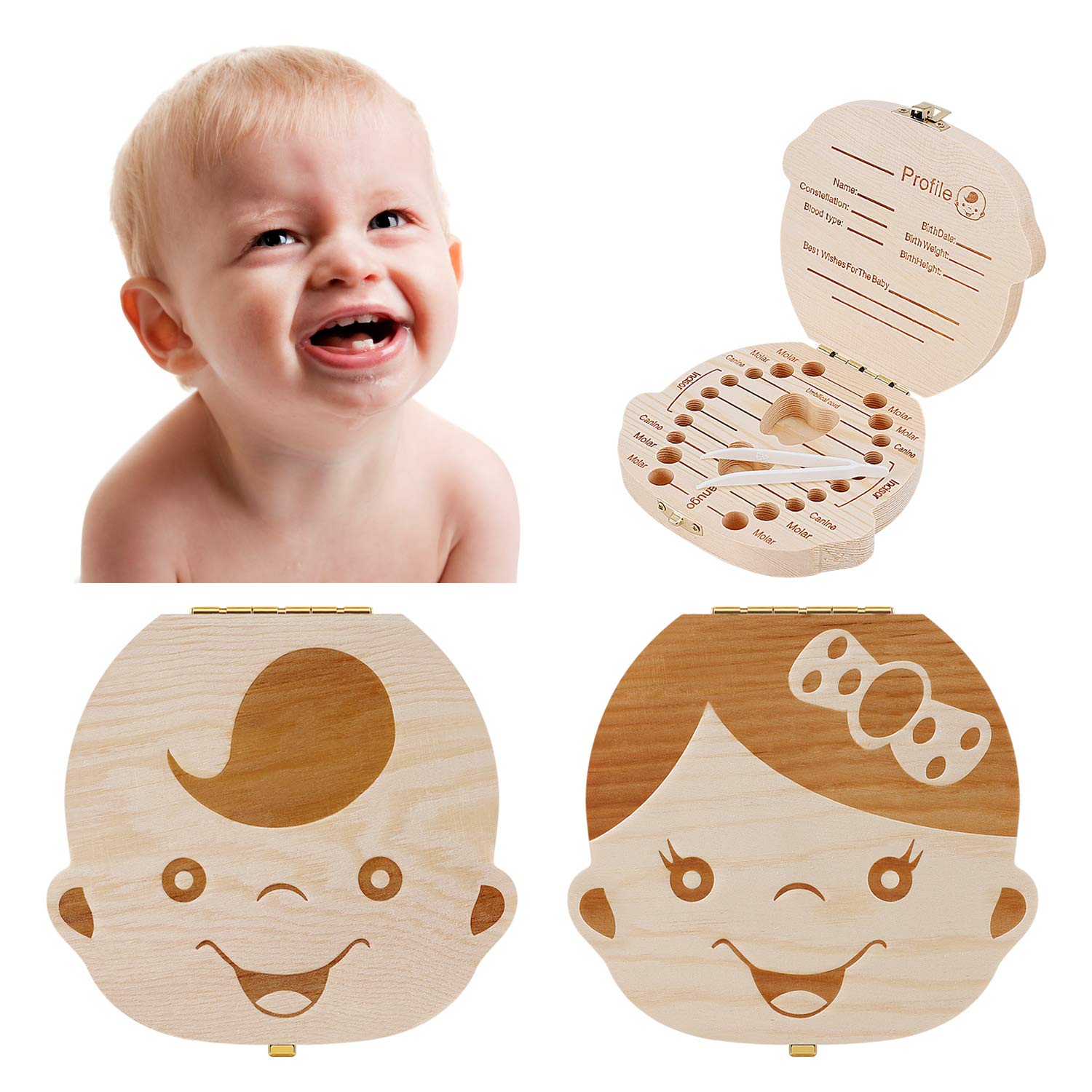 새로운 디자인의 소나무 원목 아기 치아 보관함(뚜껑 포 - Baby Keepsake Box 리뷰 및 가격
