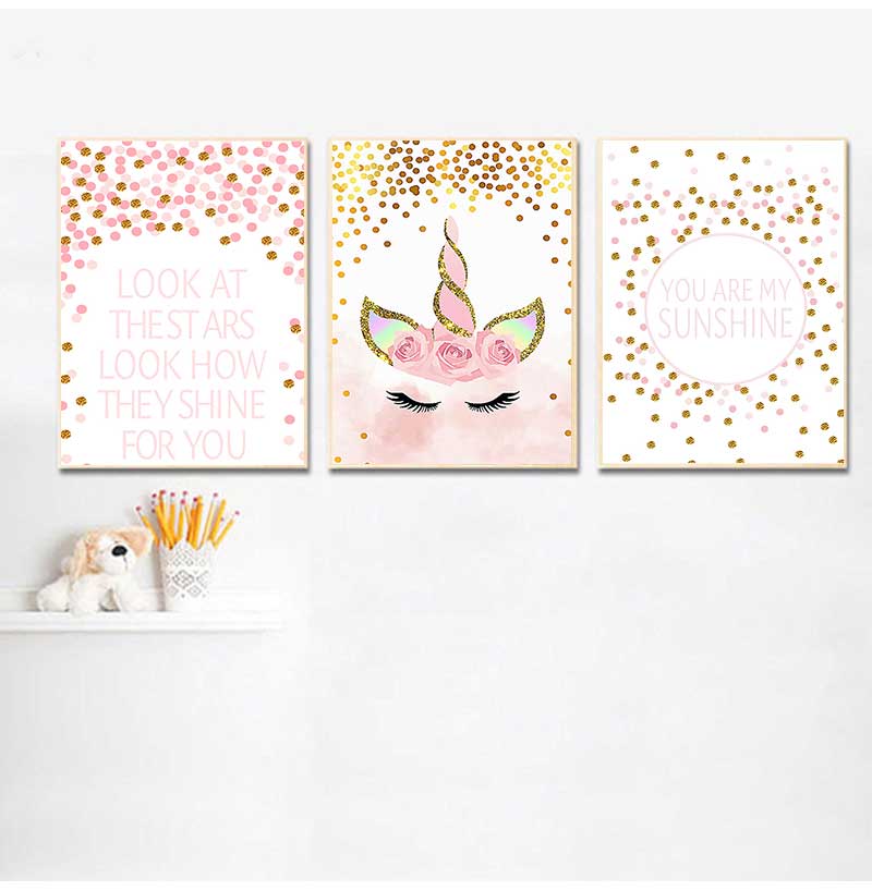 장식 그림 아기 소녀 침실 장식 핑크 유니콘 보육원 인 - Baby Nursery Quotes 리뷰 및 가격
