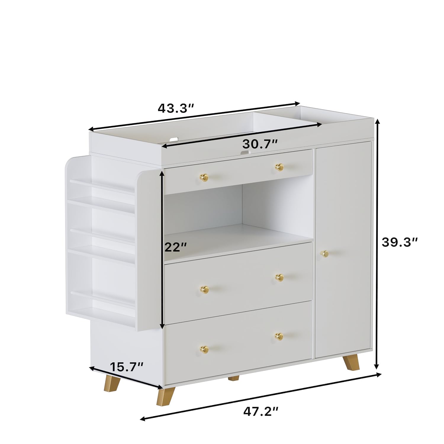 아기방용 수납장, 기저귀 교환대 포함, 3단 서랍과 선 - Baby Nursery Dresser Changing Table 리뷰 및 가격