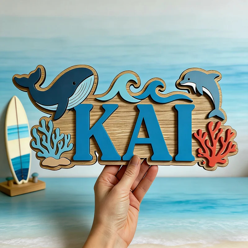 바다 고래 돌고래 테마 맞춤 이름 나무 간판, 아이들  - Baby Name Wall Art 리뷰 및 가격