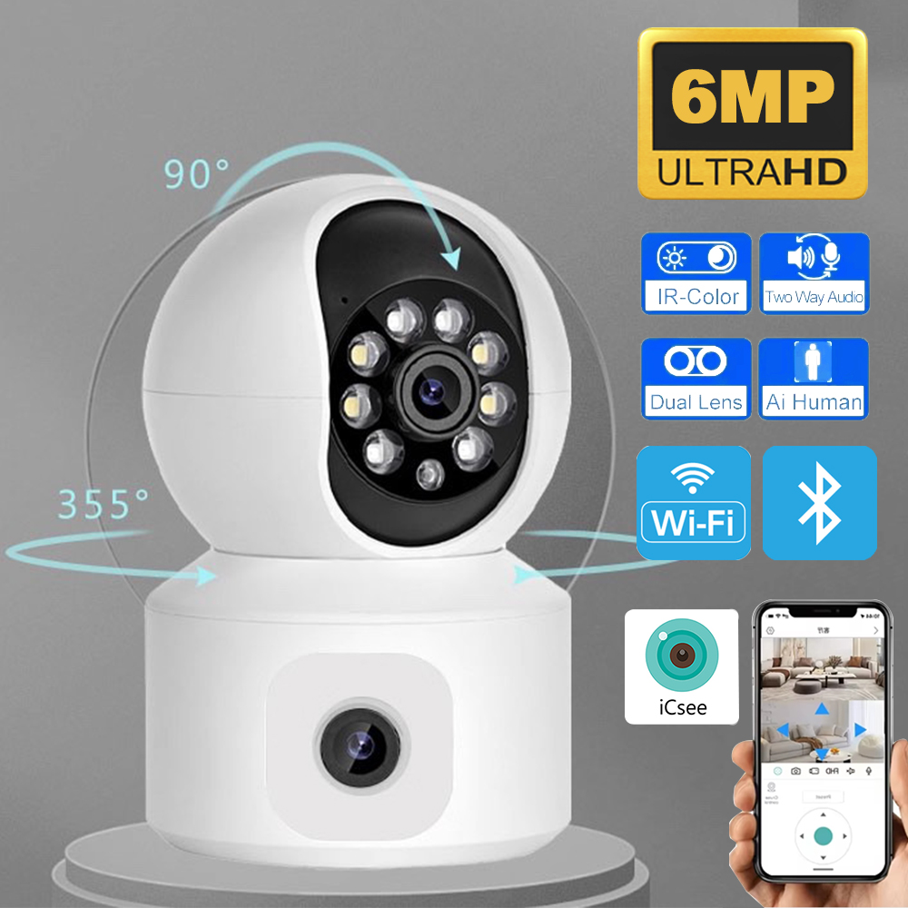 6MP ICSEE WiFi IP 카메라 듀얼 렌즈 듀얼 - Baby Nursery Camera 리뷰 및 가격