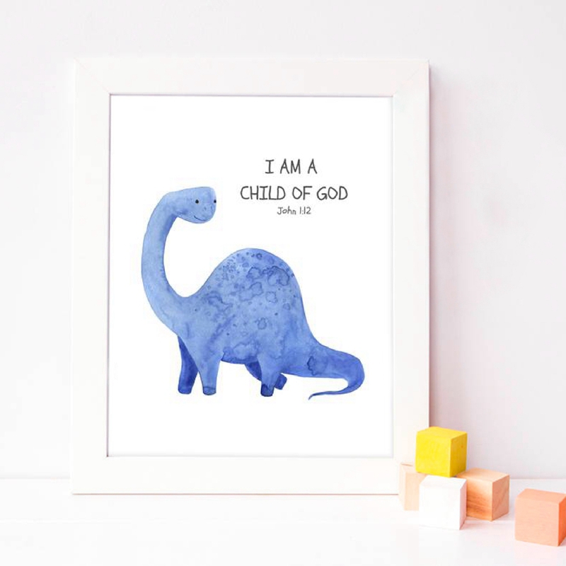 어린이 성경 구절 견적 인쇄 공룡 수채화 보육 벽 예술 - Baby Nursery Quotes 리뷰 및 가격