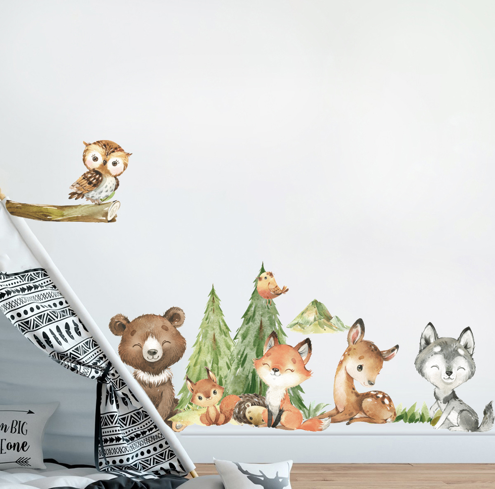 만화 수채화 숲 동물 벽 스티커, 어린이 방, 아기 보 - Baby Nursery Set Furniture 리뷰 및 가격