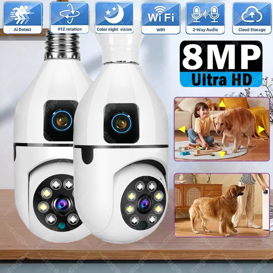 WiFi IP 카메라 E27 전구형 카메라 8MP 무선 - Baby Nursery Camera 리뷰 및 가격