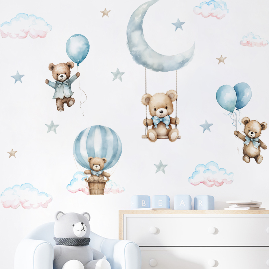수채화 곰 뜨거운 공기 풍선 구름 벽 스티커 어린이 방 - Baby Nursery Set Furniture 리뷰 및 가격
