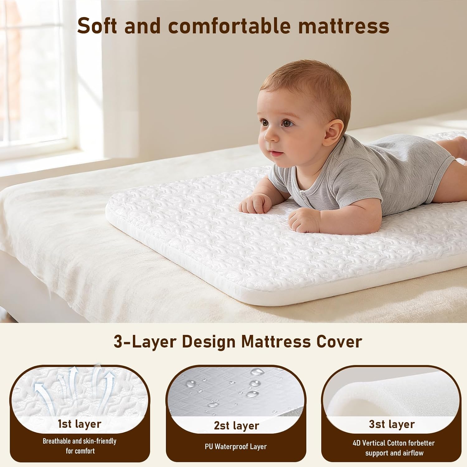 3 in 1 아기 침대 겸용 침대 옆 침대, 신생아용  - Baby Mattress Waterproof 리뷰 및 가격