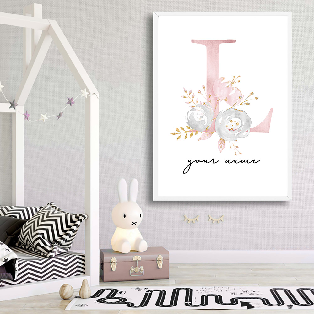 여아용 맞춤형 꽃 벽 아트 캔버스 그림 포스터, 아기  - Baby Name Wall Art 리뷰 및 가격