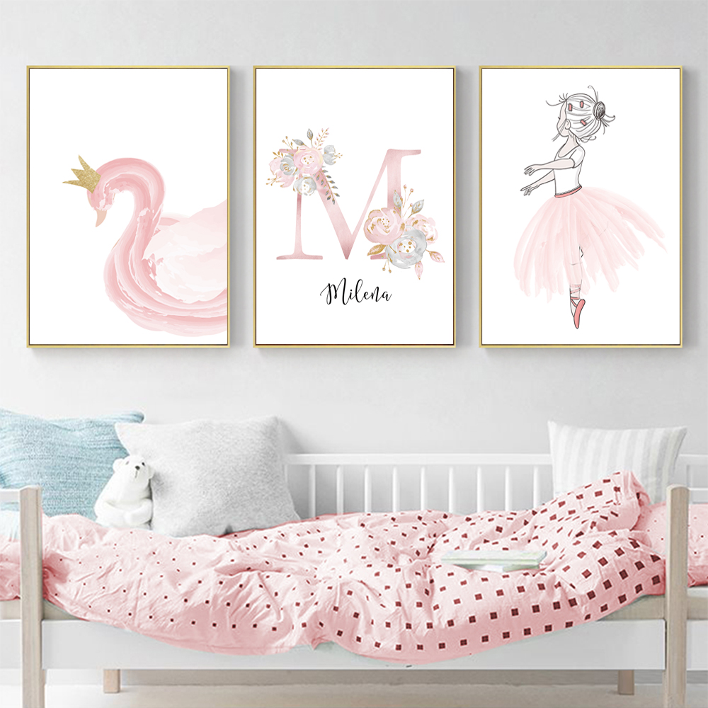 여아용 맞춤형 꽃 벽 아트 캔버스 그림 포스터, 아기  - Baby Name Wall Art 리뷰 및 가격