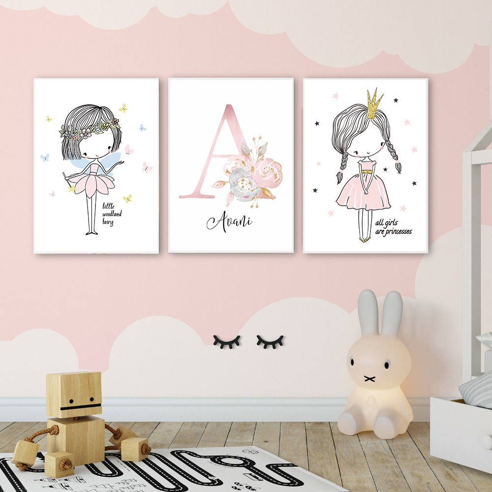 여아용 맞춤형 꽃 벽 아트 캔버스 그림 포스터, 아기  - Baby Name Wall Art 리뷰 및 가격