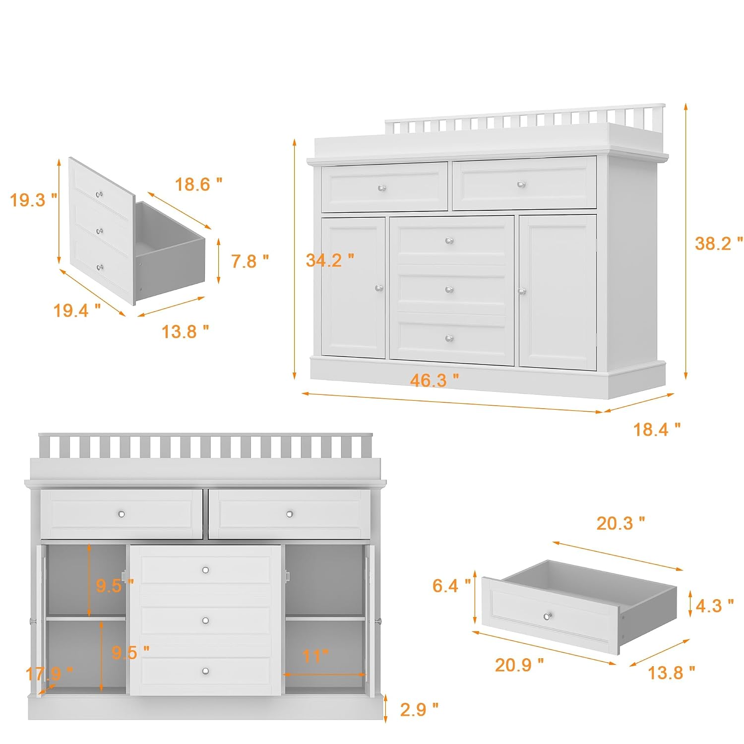 46인치 아기 기저귀 교환대 겸용 수납장, 탈부착 가능 - Baby Nursery Dresser Changing Table 리뷰 및 가격