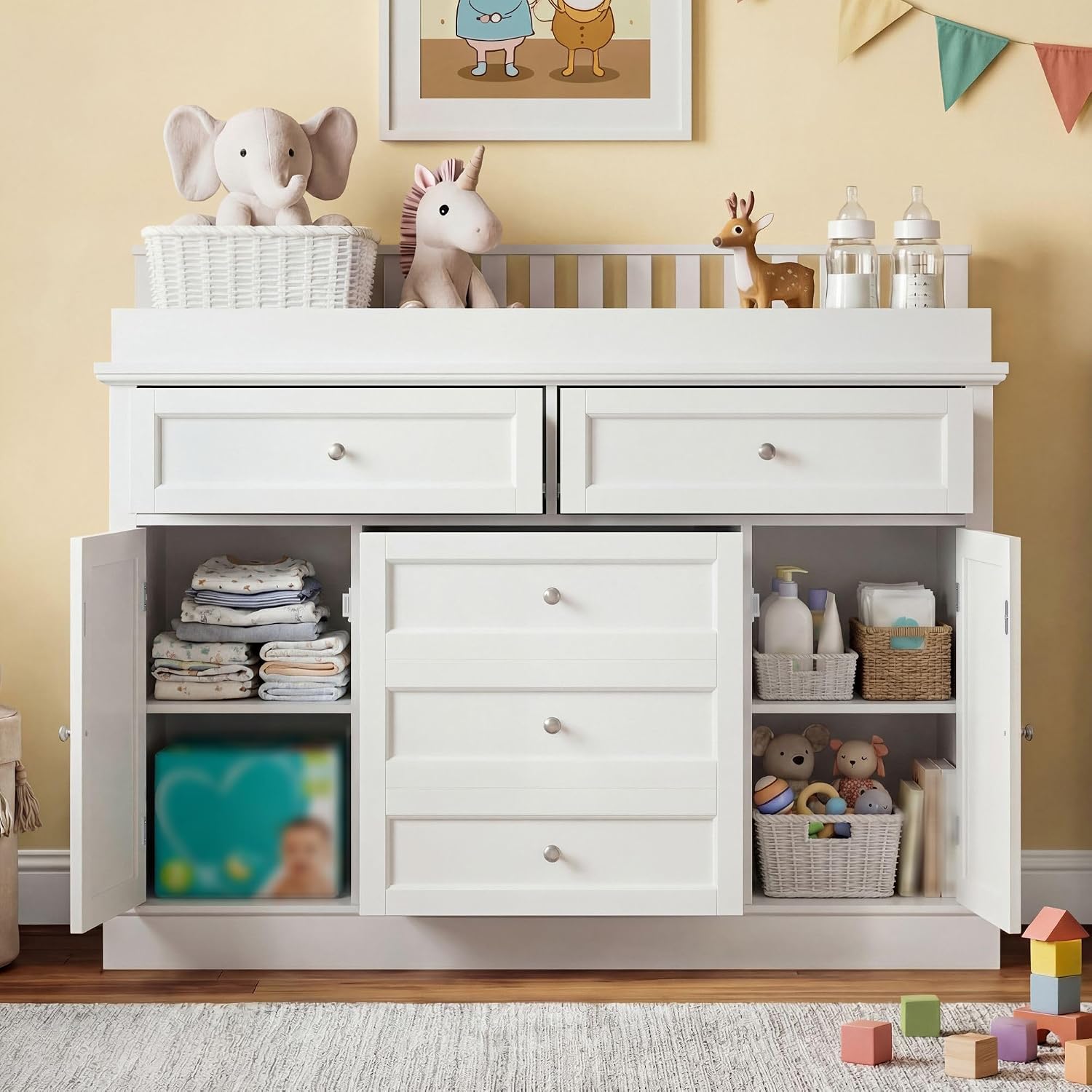 46인치 아기 기저귀 교환대 겸용 수납장, 탈부착 가능 - Baby Nursery Dresser Changing Table 리뷰 및 가격