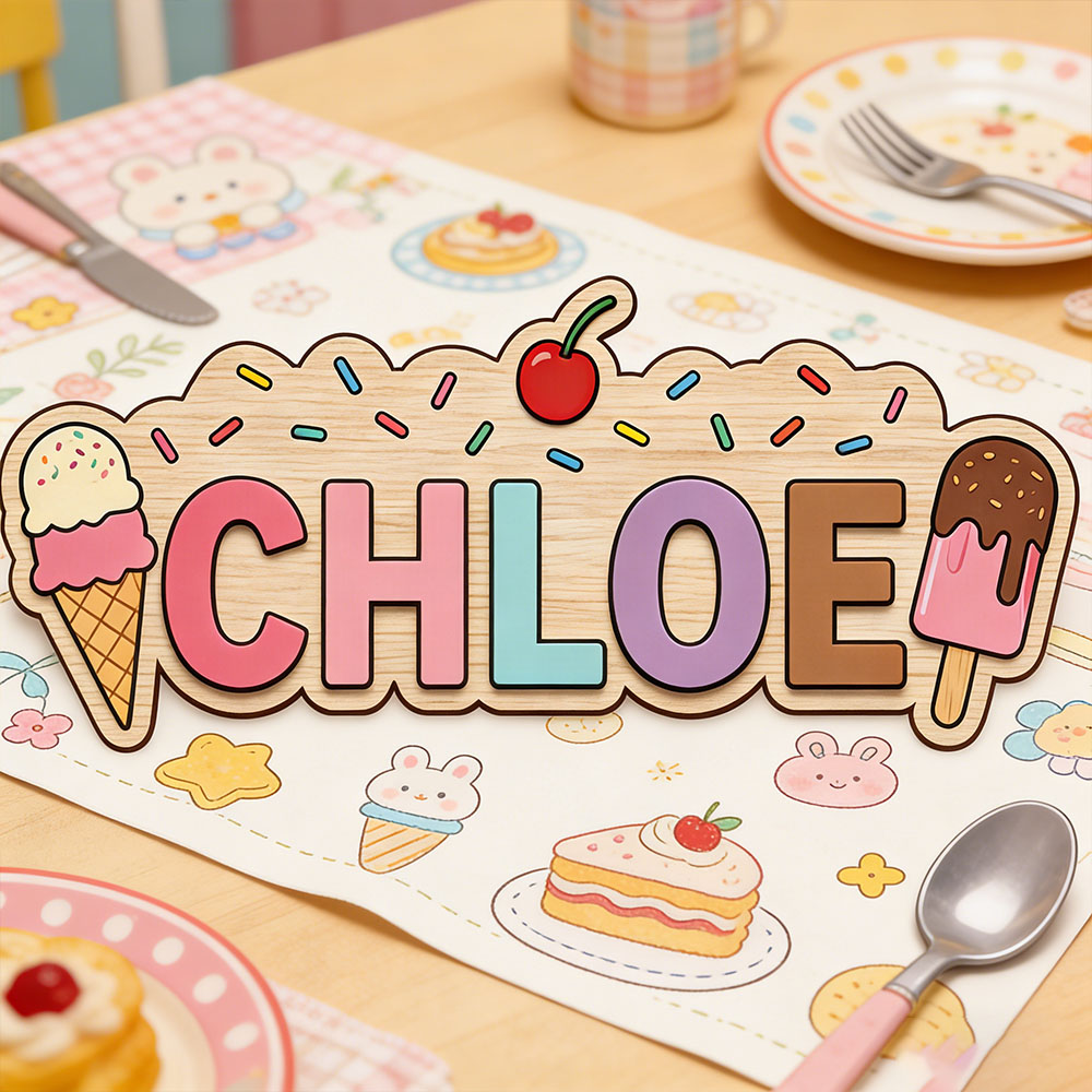 아이스크림 콘 아이스바 테마 맞춤 이름 나무 간판, 아 - Baby Name Wall Art 리뷰 및 가격