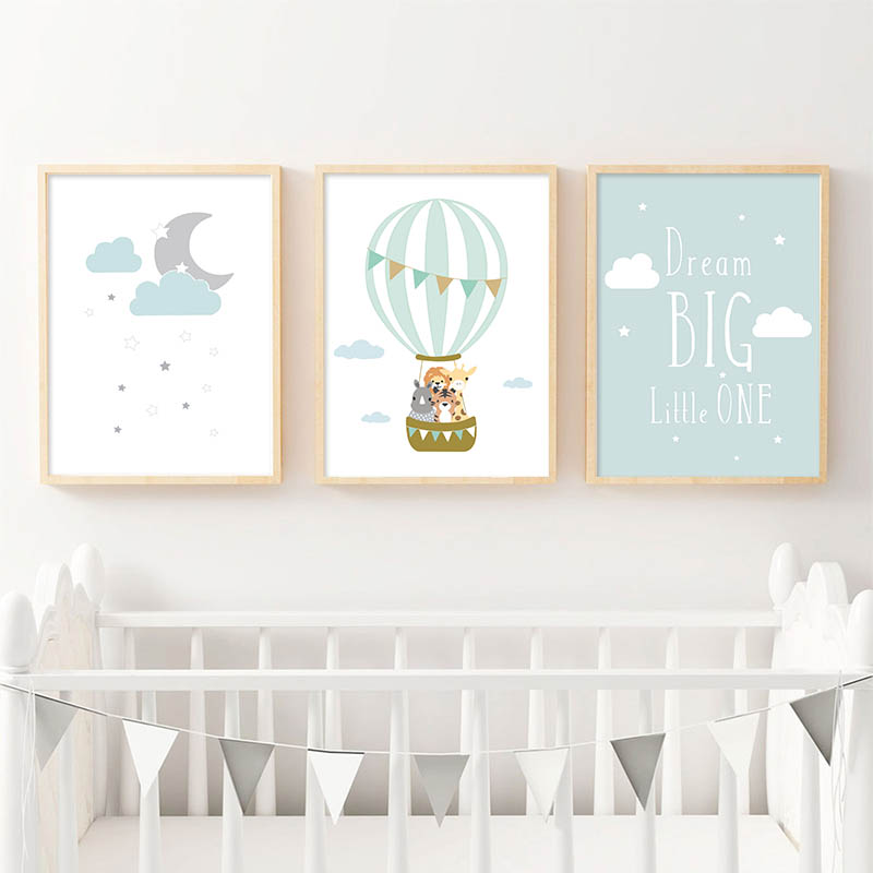 풍선 달 보육원 포스터 벽 예술 캔버스 인쇄 드림 빅  - Baby Nursery Quotes 리뷰 및 가격