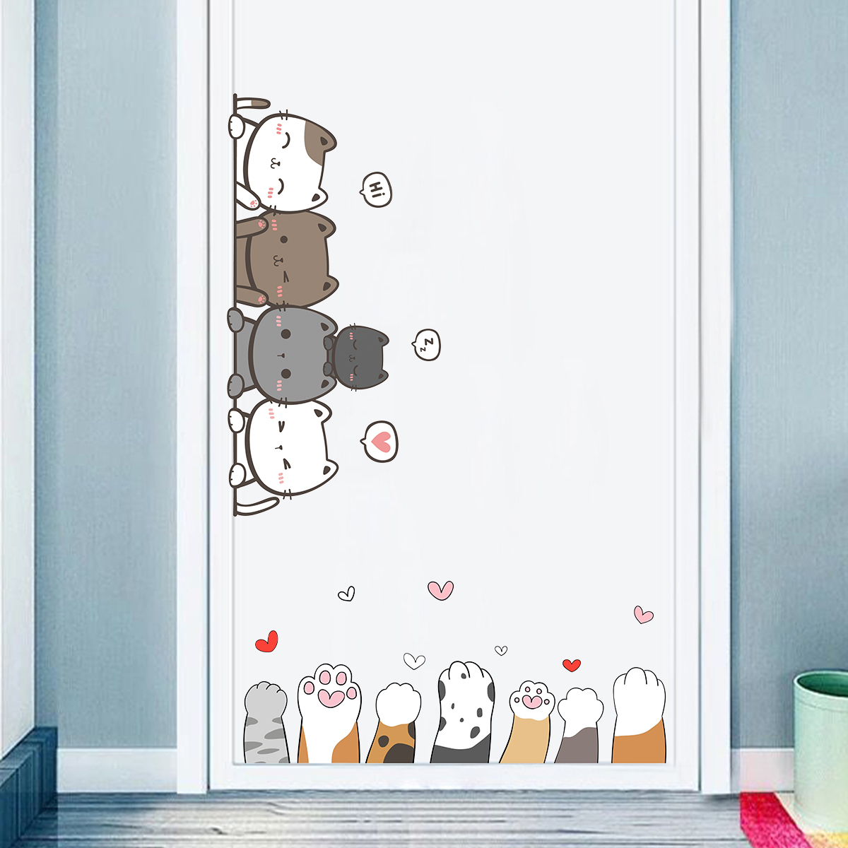 어린이 방 문짝 벽 데칼, 만화 귀여운 고양이 발톱,  - Baby Nursery Set Furniture 리뷰 및 가격